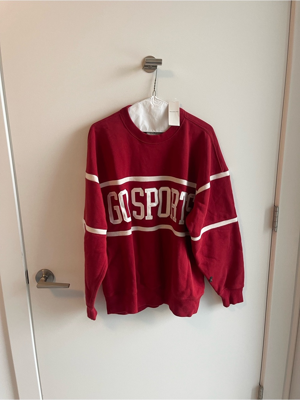 Abercombie Red Go Sports Stripe Crewneck Sweater